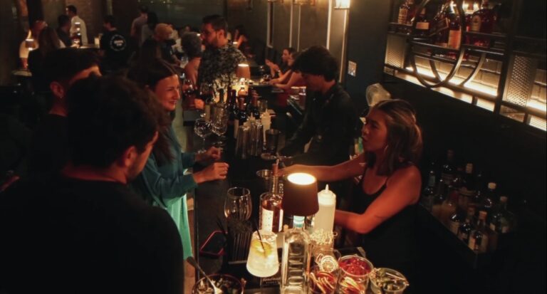 Simone on Sunset Houston events with guests enjoying cocktails and live music in Rice Village