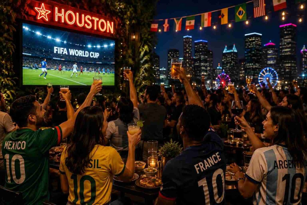 World Cup Houston fans celebrating after a FIFA World Cup match in Houston